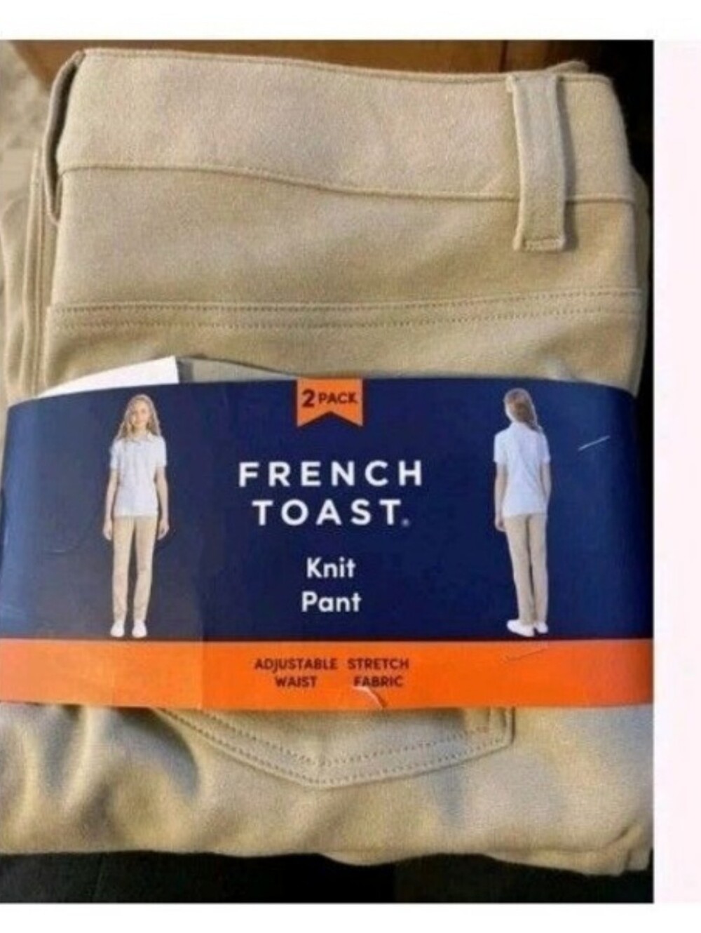 French Toast Girls SKINNY Knit Pants Uniform Adjustable waist 2 Pk(KHAKI 12)NWT